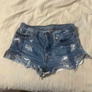 American Eagle Outfitters Women's Ripped Blue Jean Shorts